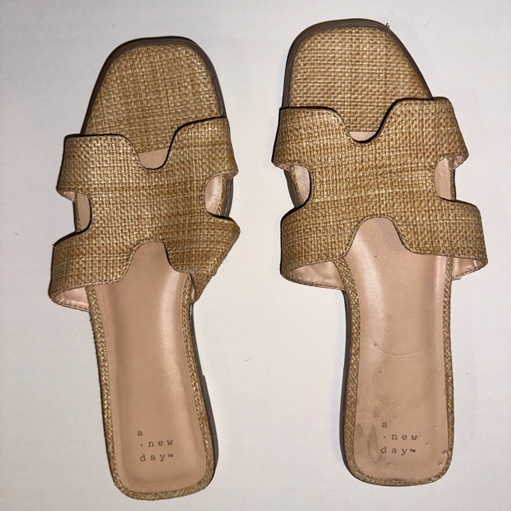 a new day Tan Raffia Rattan Sandals